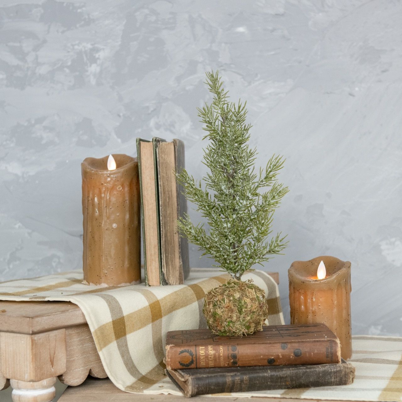 Pine Tree w/ Moss Ball Base 12.25&quot;