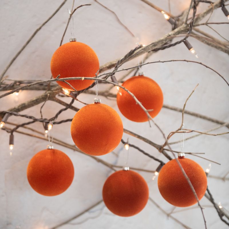 Ornament Russet Flocked Balls 3.25&quot;
