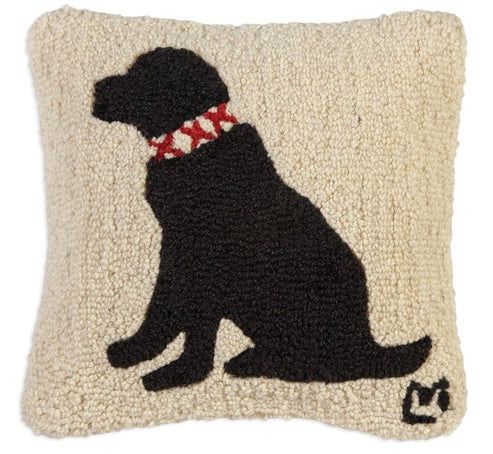 Black Labrador - Hand Hooked Pillow