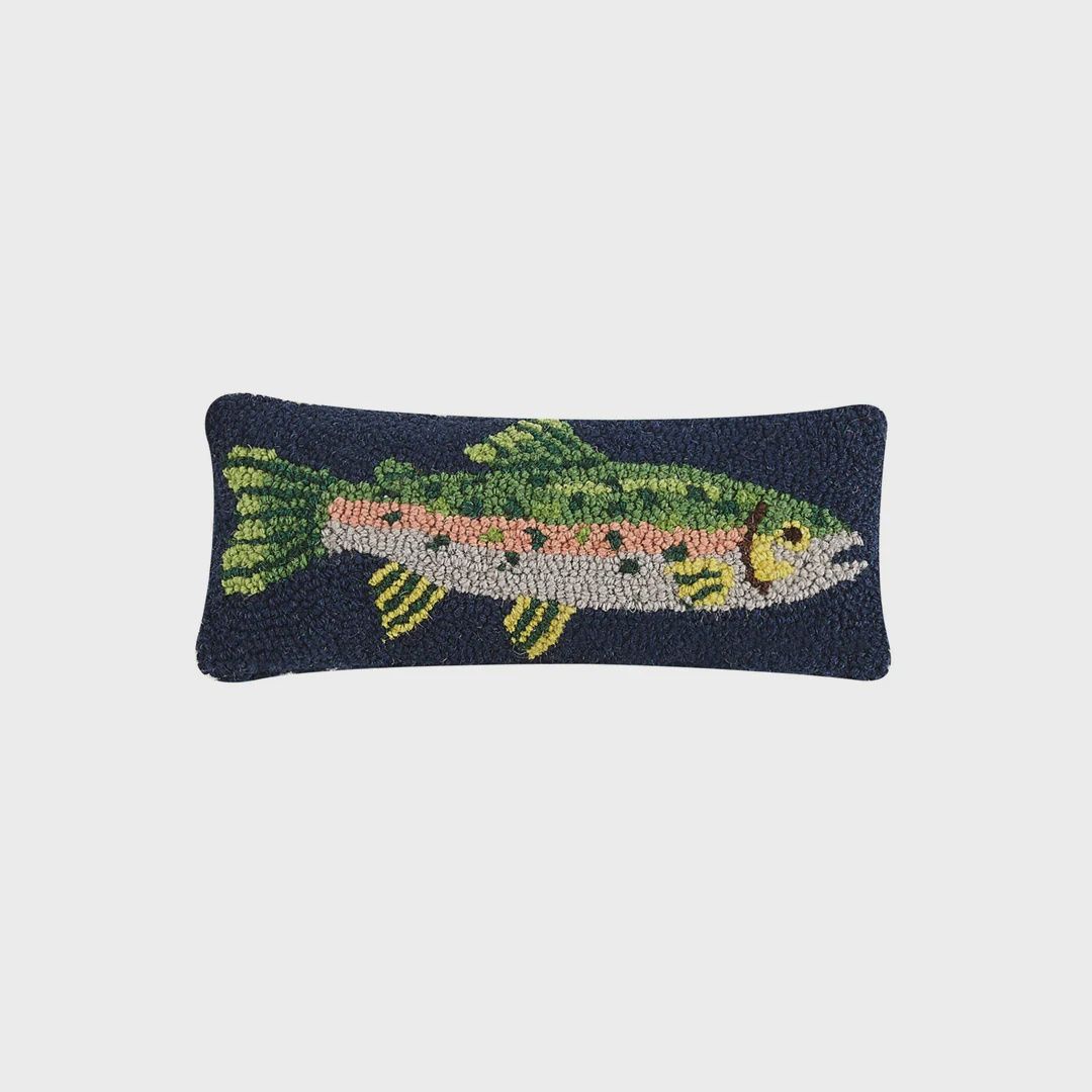Trout Hooked Pillow 12x5