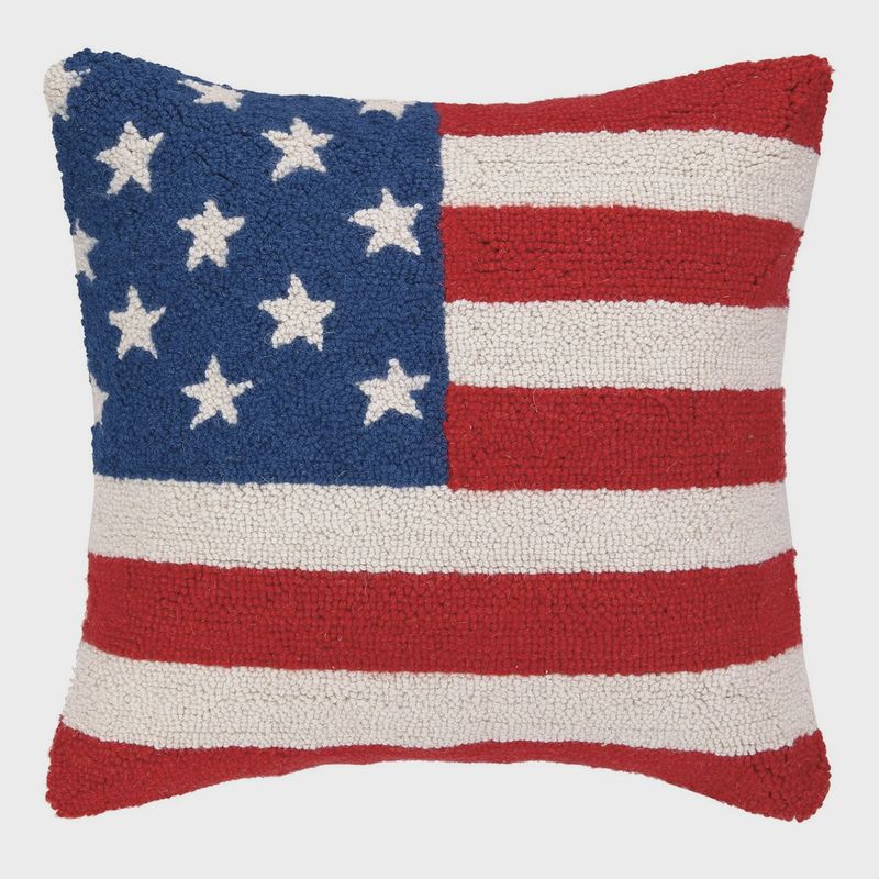 American Flag Hooked Pillow