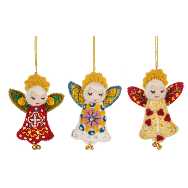 Ornament Angel Wool Felt with Sequins