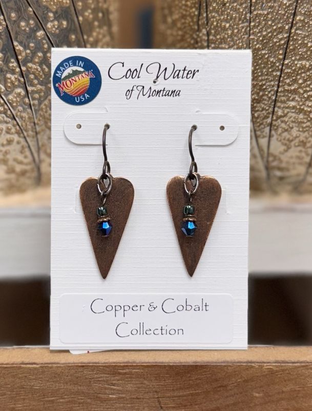 Copper &amp; Cobalt Heart Earrings