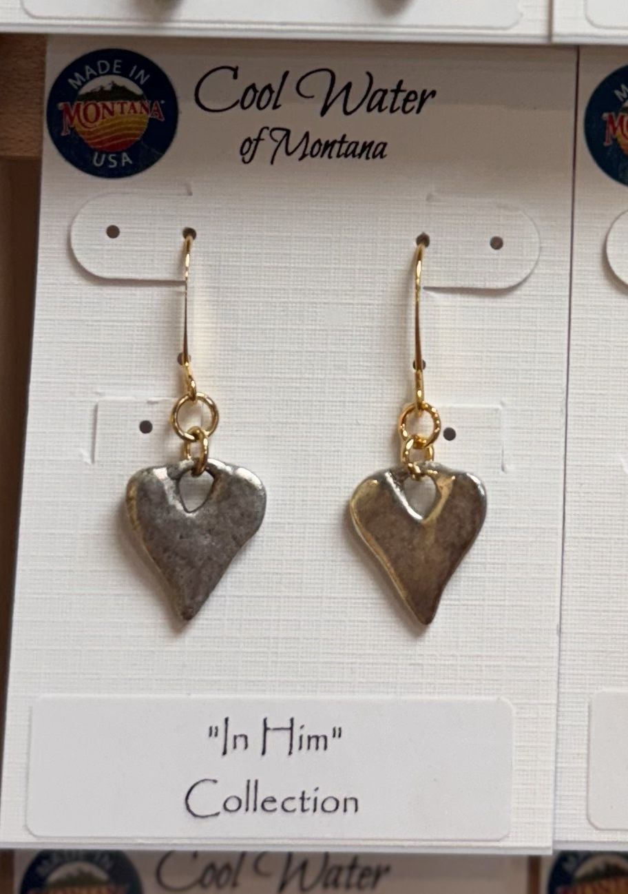 Hammered Pewter Hearts - Earrings