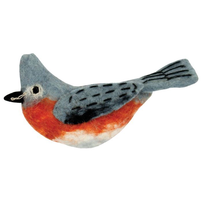 Handmade Felt Tufted Titmouse - Ornament