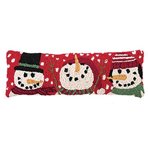 Snowmen Trio Christmas Hooked Pillow