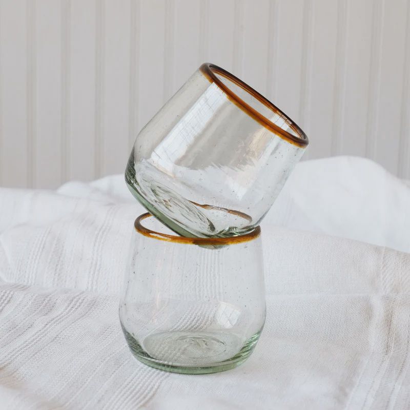 Amber Rim Roly Wine Glass