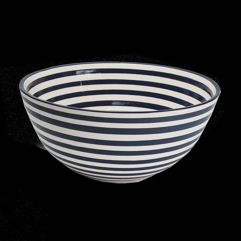 Black Stripe Large Deep Bowl 12&quot;