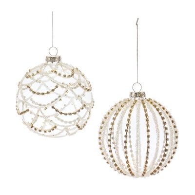 Round Glass Sparkly Clear Ornament