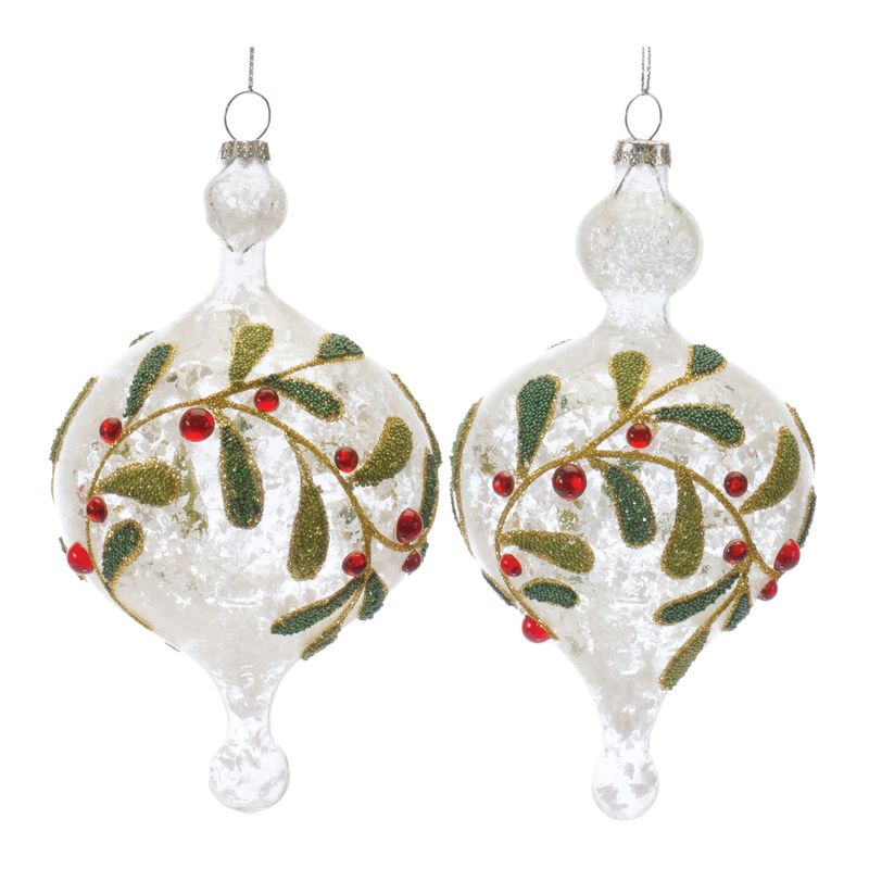 Ornament Glass Onion shape with Glitter jeweled