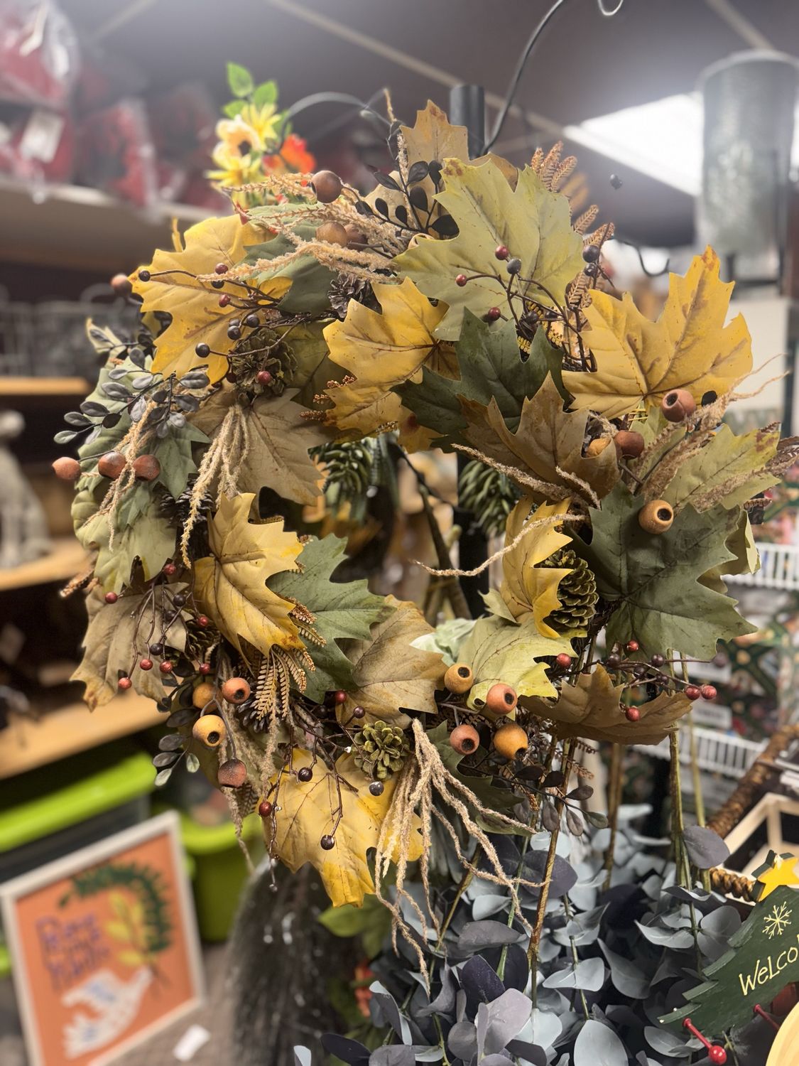 Fall Wreath - Twigs Pods Berries Pinecones