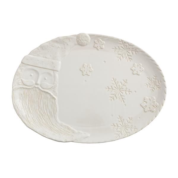 Oval Christmas Embossed Platter - Santa