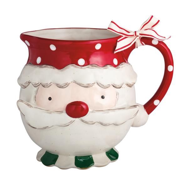 Speckle Stoneware Christmas Pitcher - Santa Motif