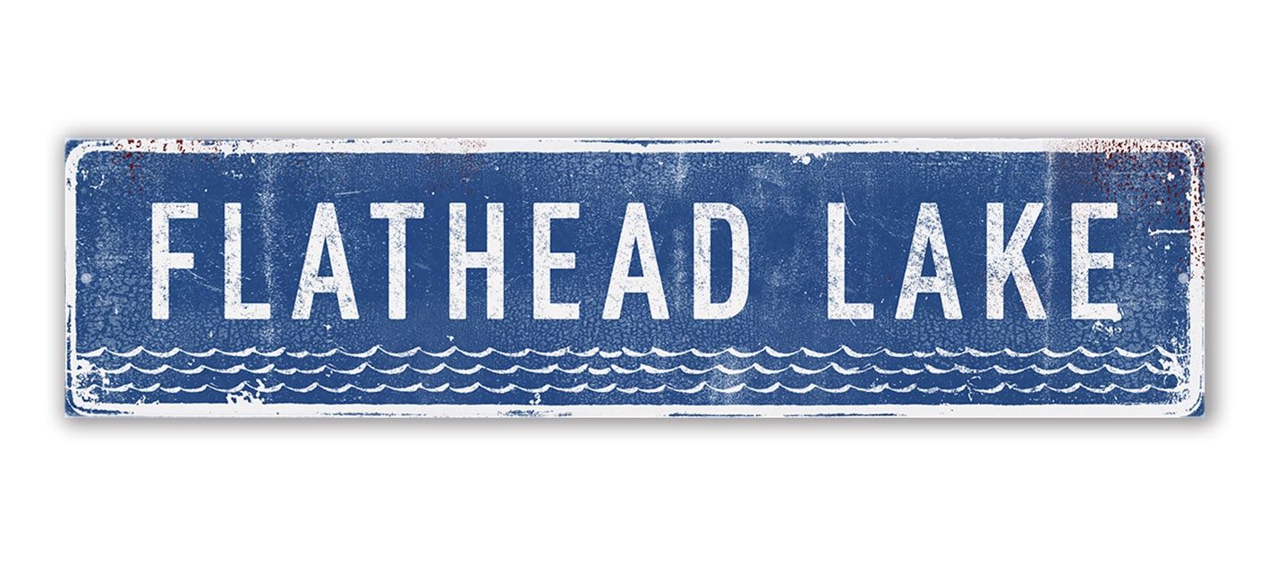 Flathead Lake Location Sign - Blue