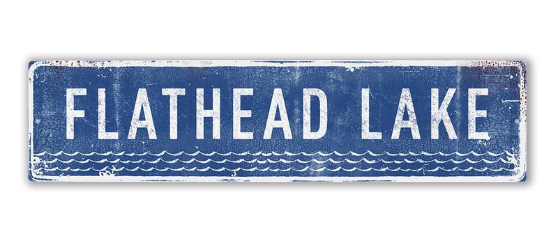 Flathead Lake Location Sign - Blue