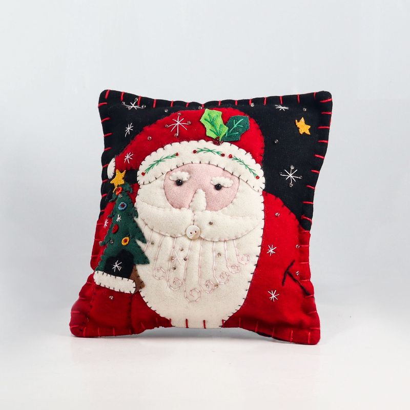 Santa Portrait Felt Applique Pillow