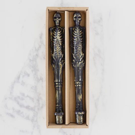 Black Taper Candles - Skeleton