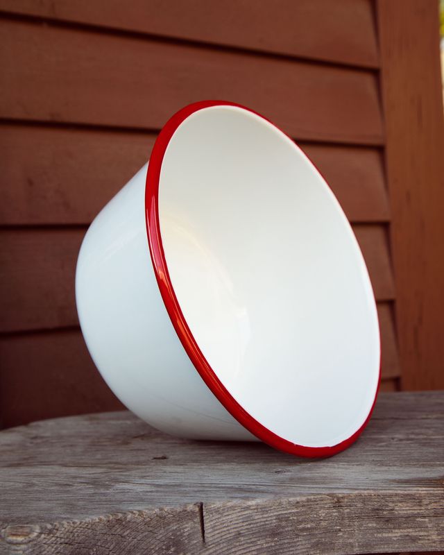 White Enamel Bowl - Retro