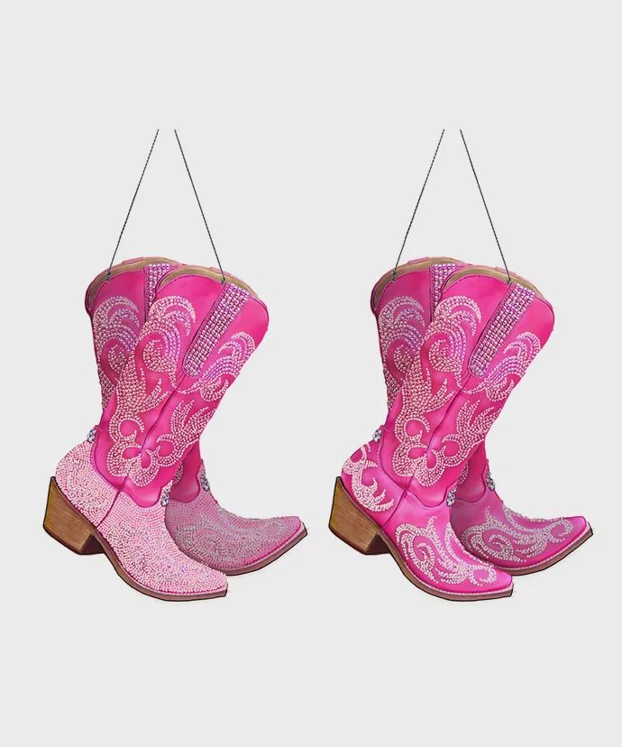 Ornament  Pink Cowboy Boots with Glitter