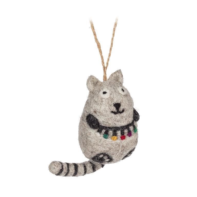 Ornament Wool Cat with Lights