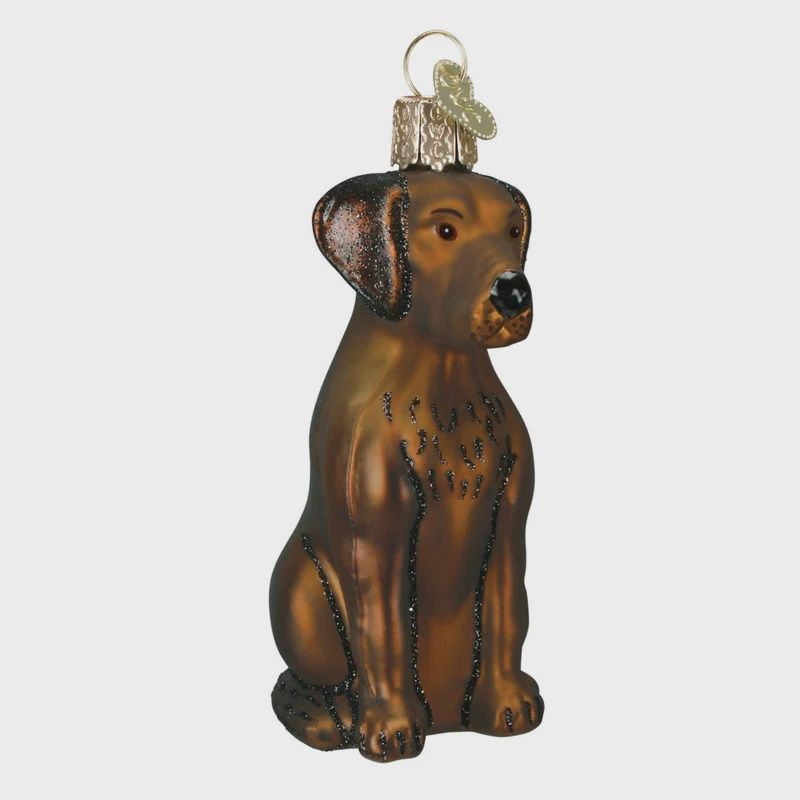Chocolate Lab - Glass Ornament