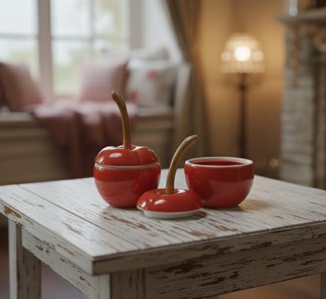 Small Cherry Shaped Box - with Lid