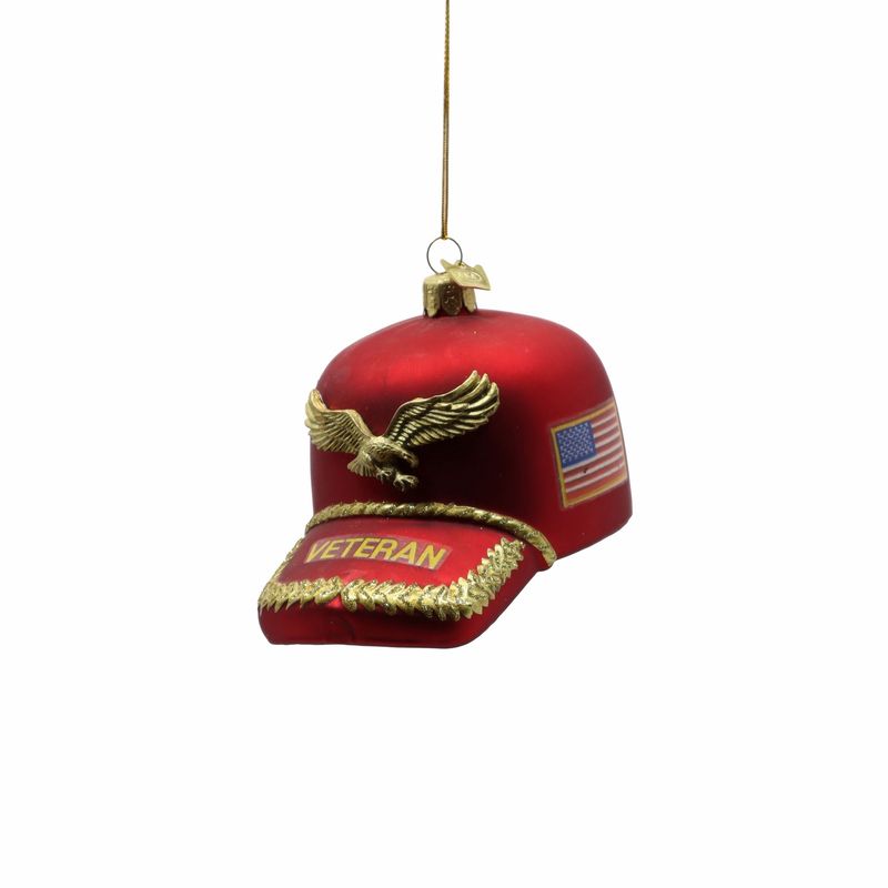 Veterans Hat - Glass Ornament