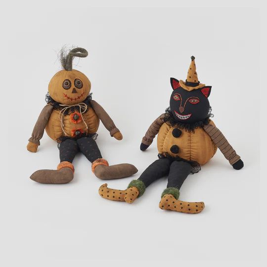 Rustic Pumpkin Cat or Pumpkin Sitting Figure
