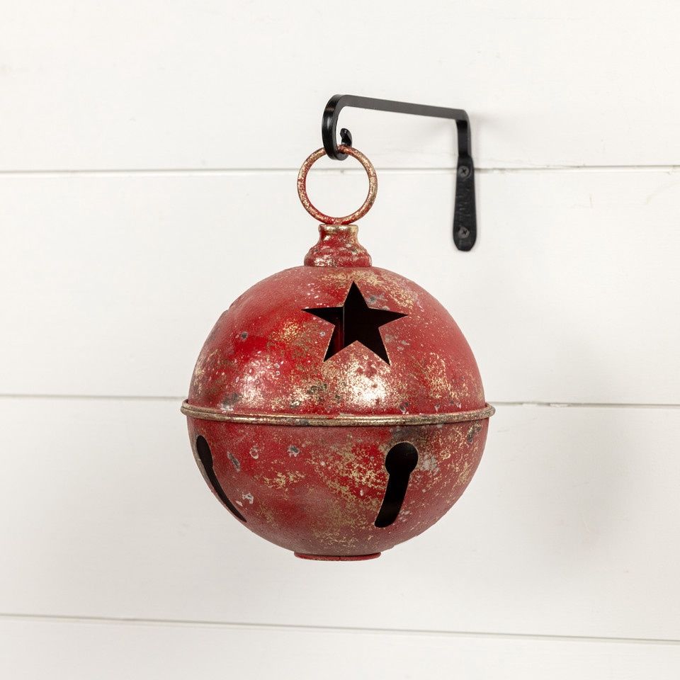 Sleigh Bell Red Metal Round, Size: 8.5&quot;