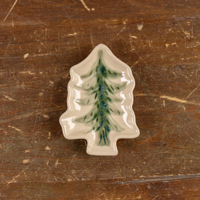 Ceramic Tree Shaped Plate Beige and Green