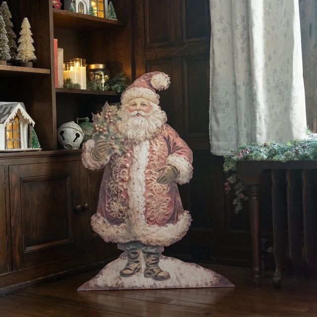 Santa with Holly Cut out metal