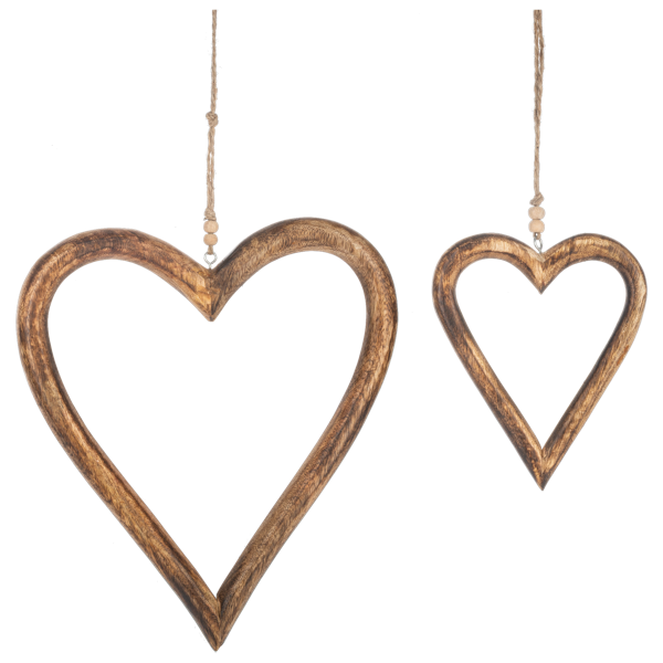 Wood Heart Cut-Out Ornament - 2 Sizes