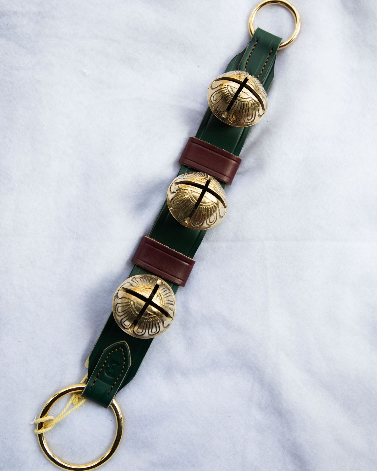 Green Strap Burgandy Keepers Solid Brass