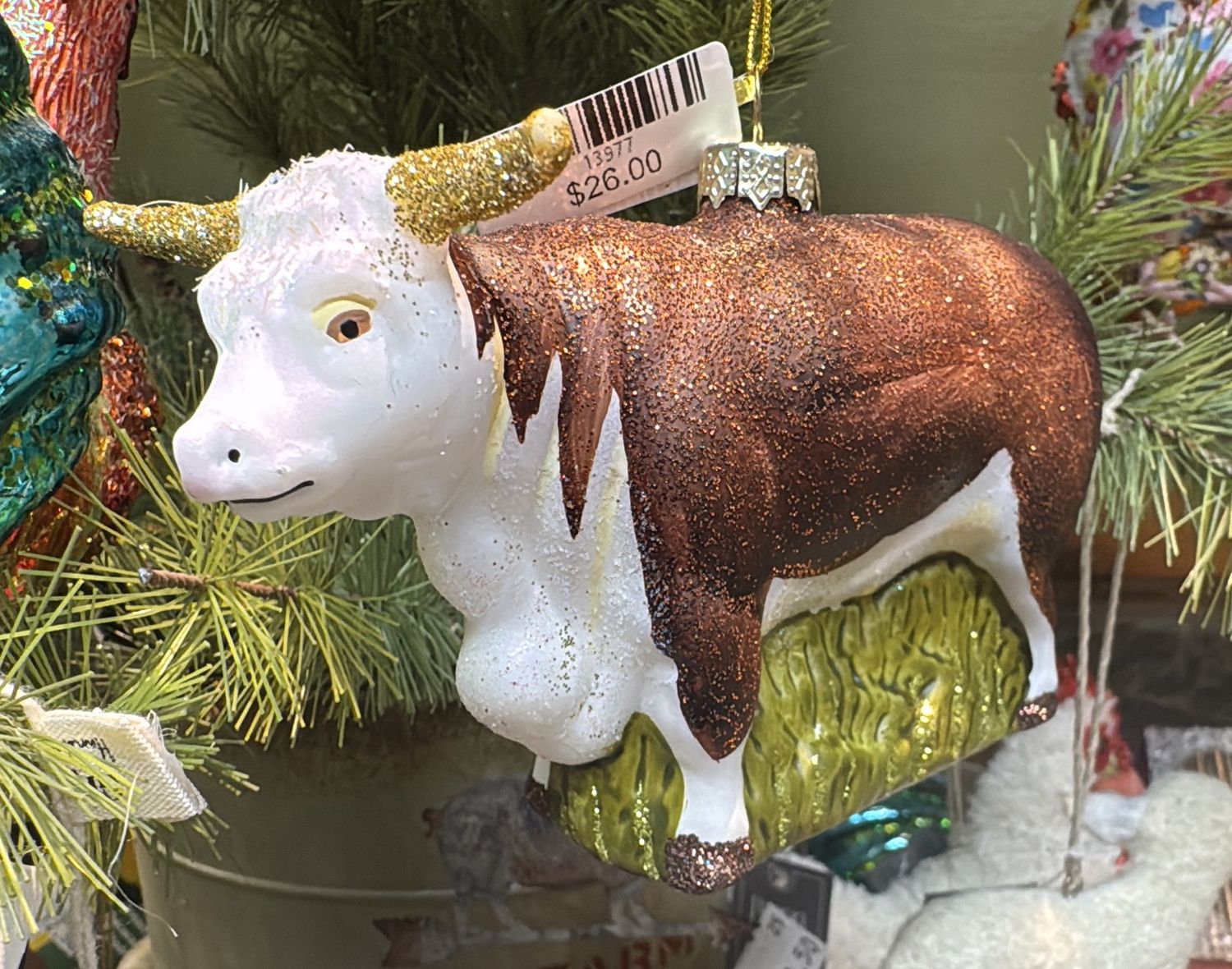 Folk Art Bull - Glass Ornament