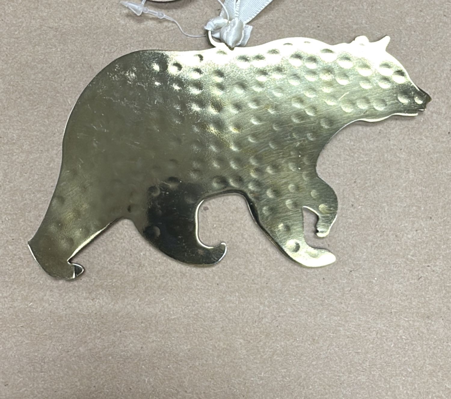 Hammered Brass Grizzly Ornament