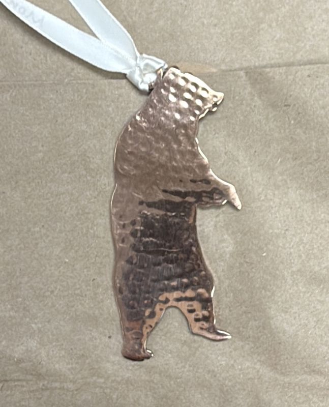 Hammered Copper Ornament - Standing Grizzly