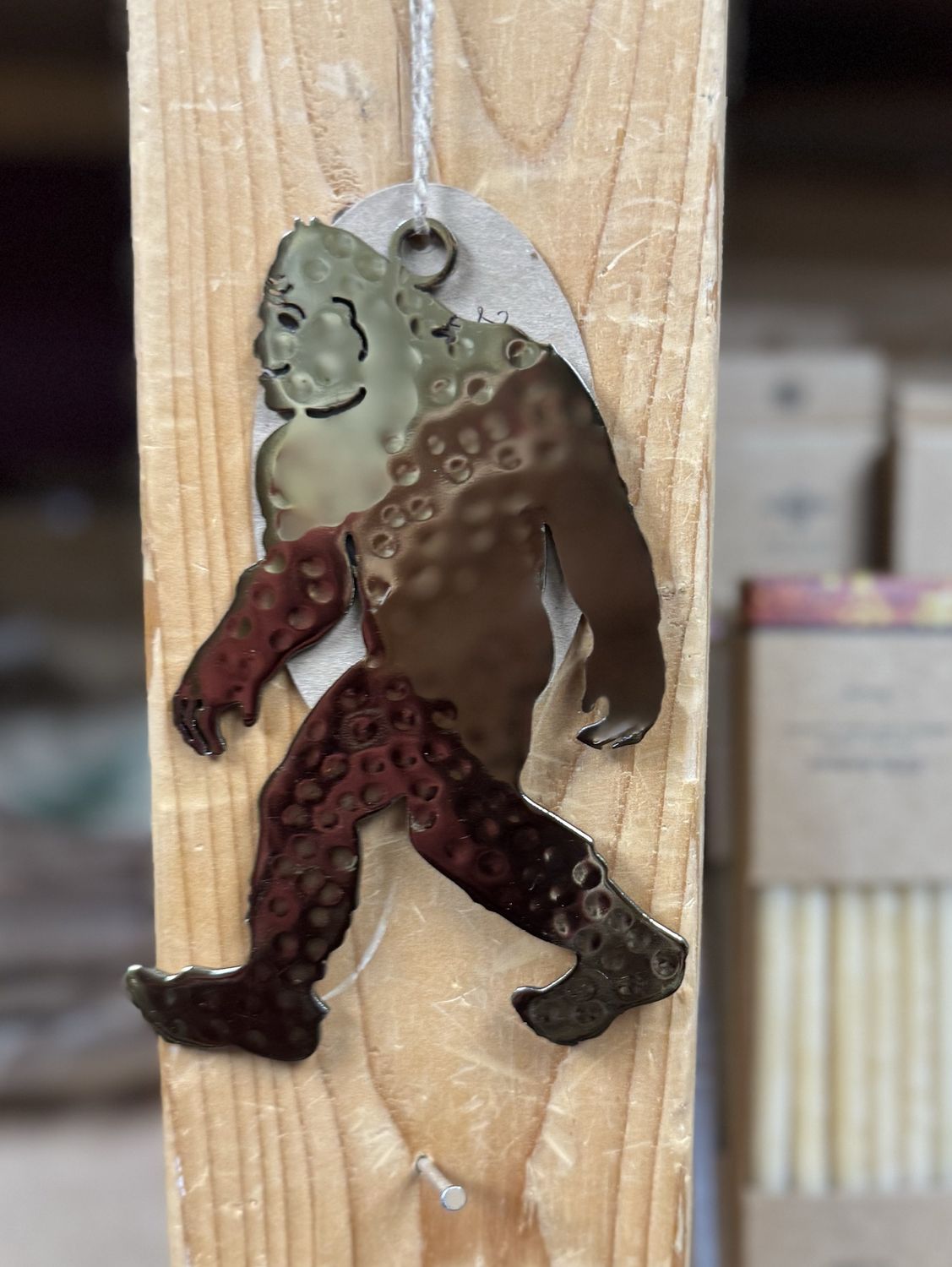 Hammered Brass Yeti Ornament