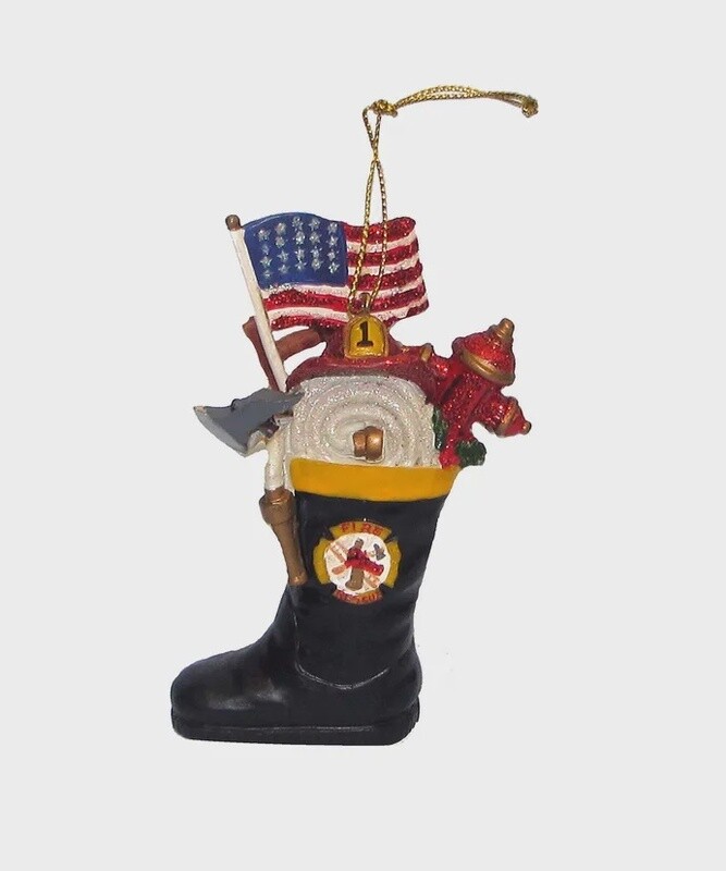 Patriotic Fireman's Boot - Ornament