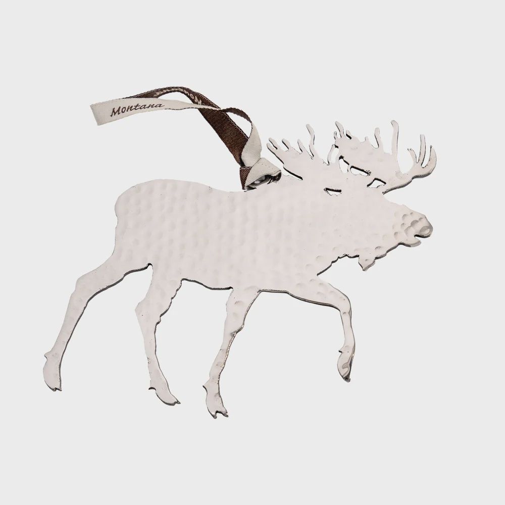 Hammered Silver Moose Ornament