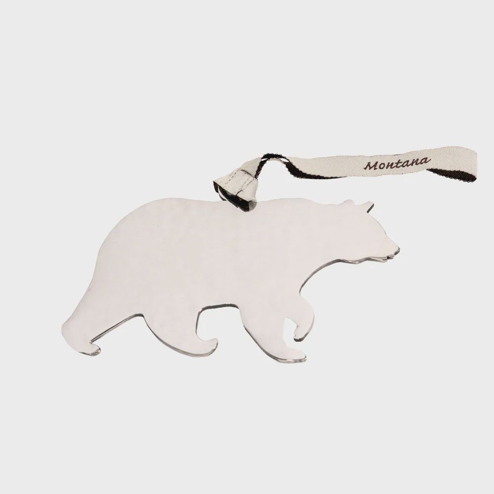 Hammered Silver Bear Ornament