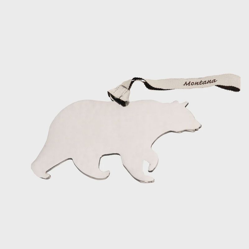 Hammered Silver Bear Ornament