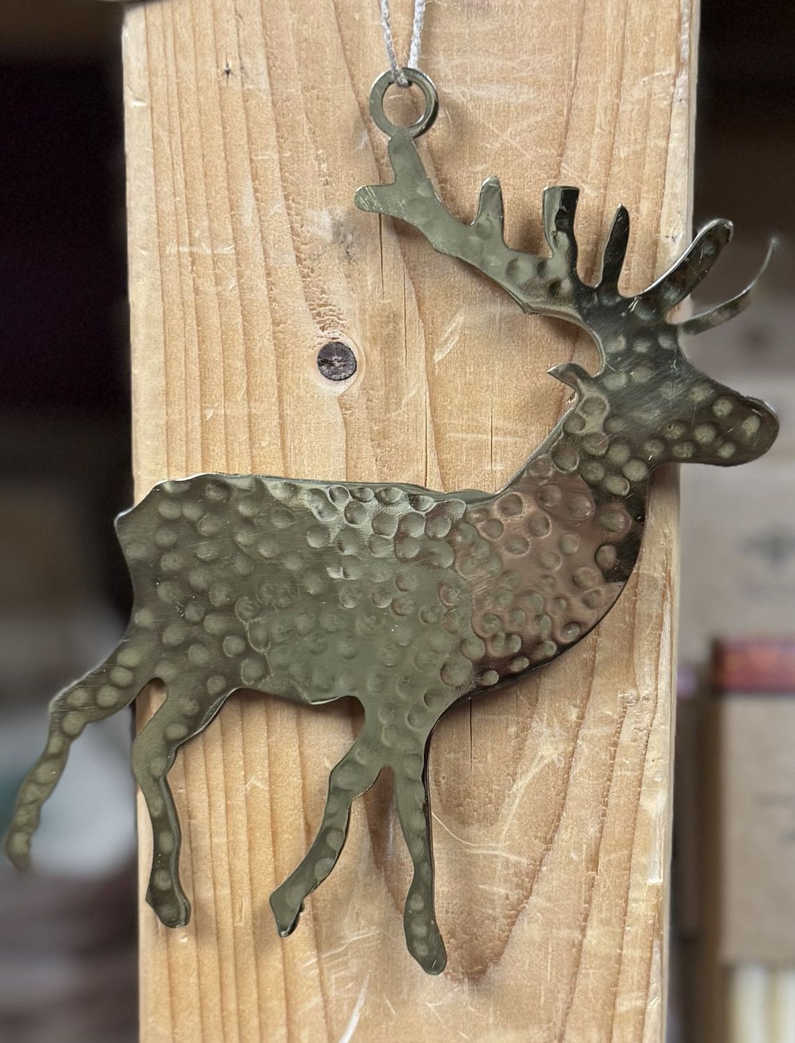 Hammered Brass Elk Ornament