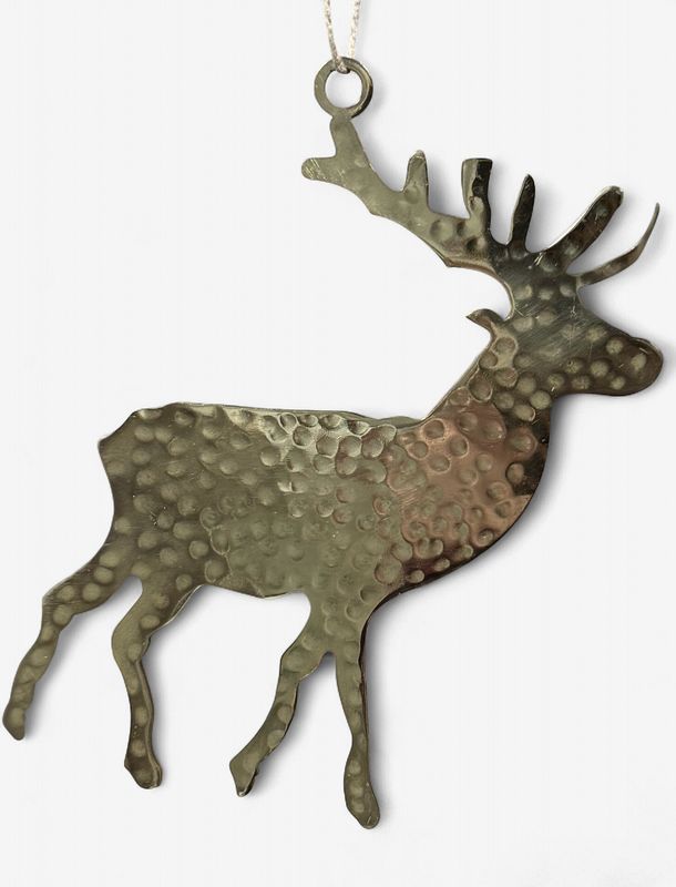 Hammered Brass Elk Ornament