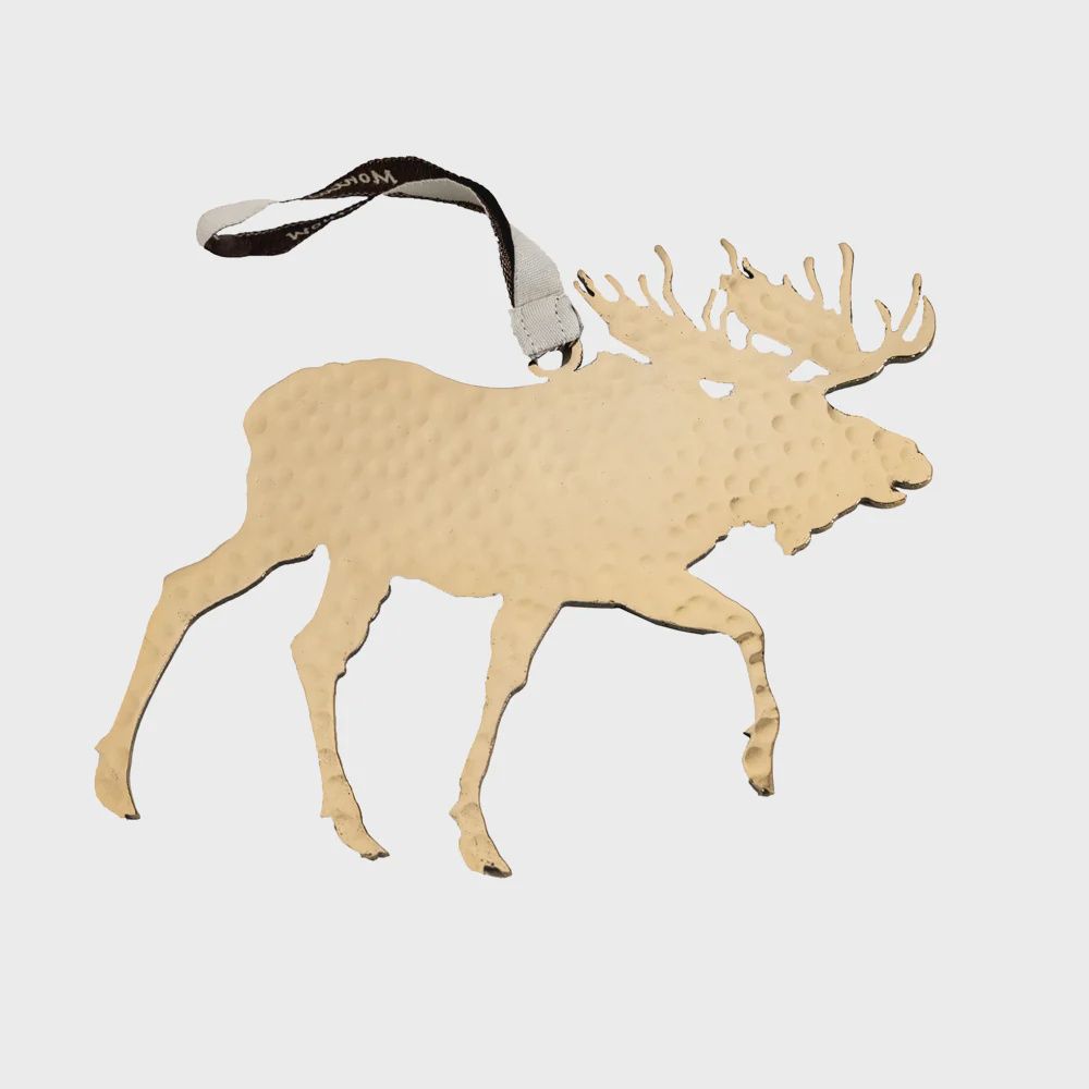 Hammered Brass Moose Ornament