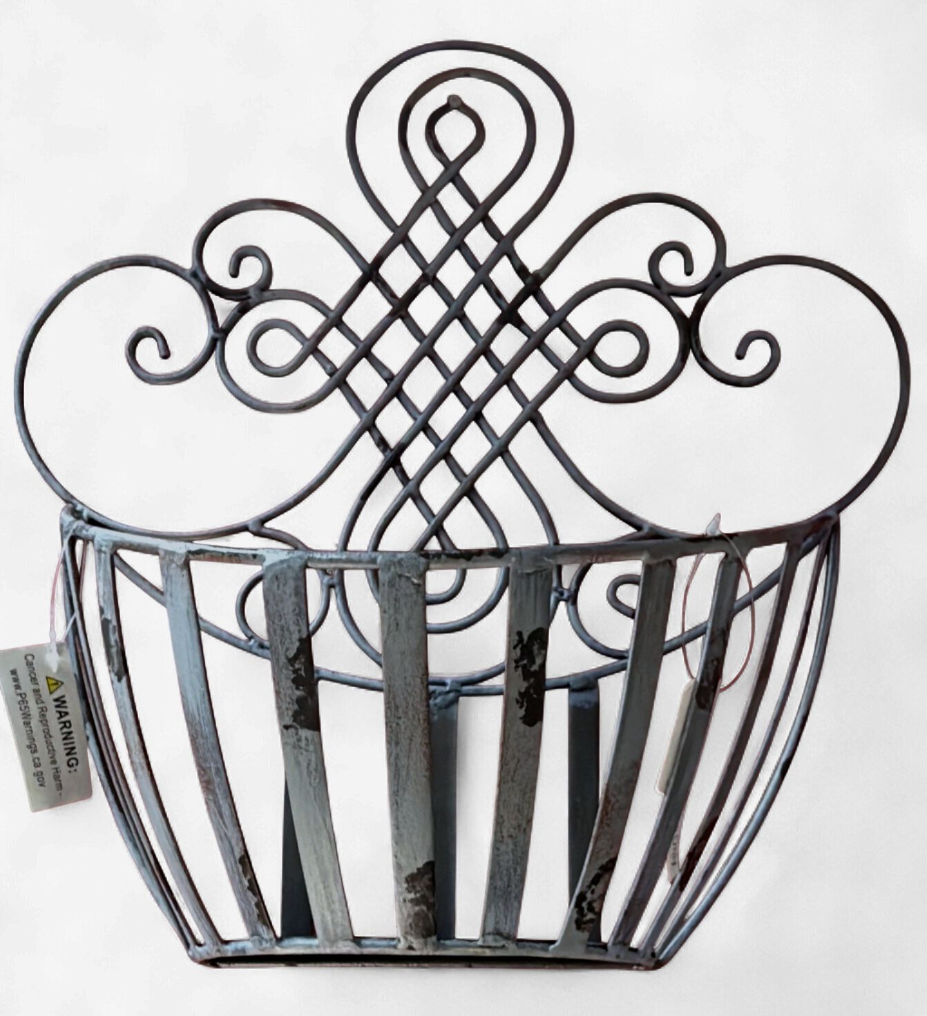 Distressed Metal Wall Planter - Scroll