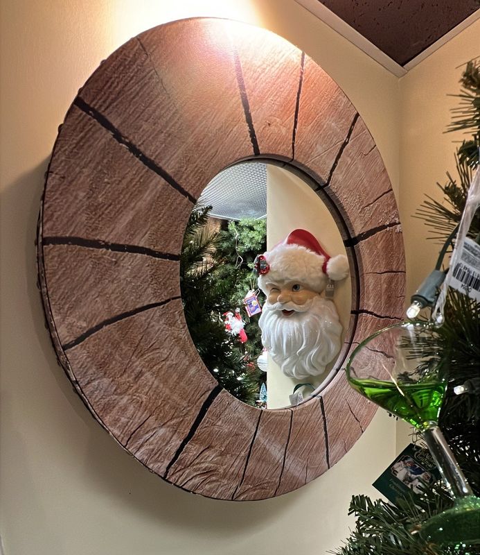 Faux Wood Mirror - Round