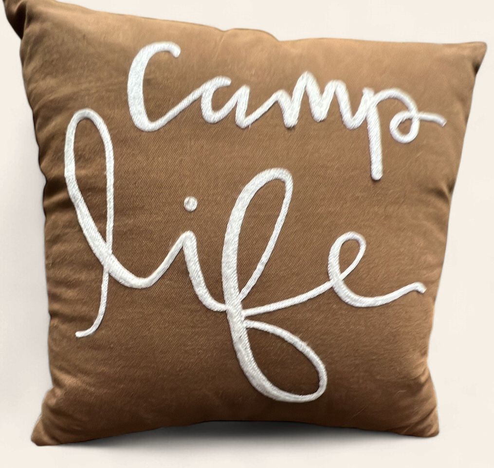 Camp Life Brown Cotton Pillow