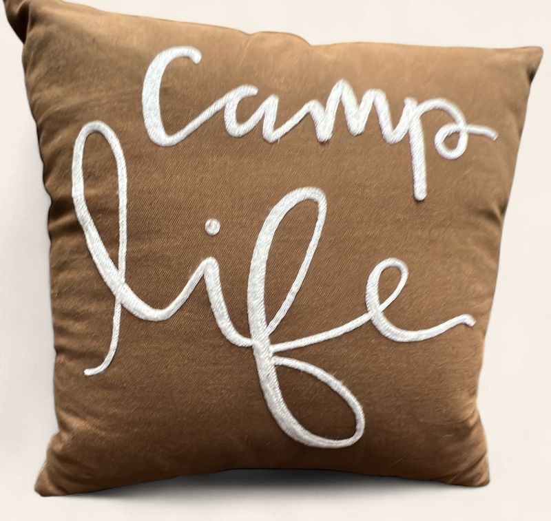 Camp Life Brown Cotton Pillow