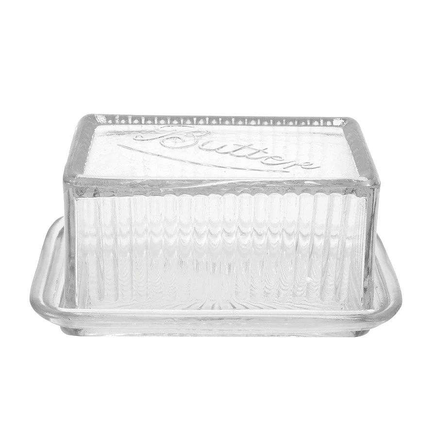 Old-Fashion Pressed Glass Butter Dish