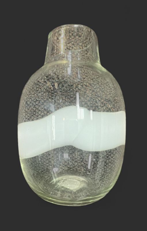 Glass Vase with White Stripe